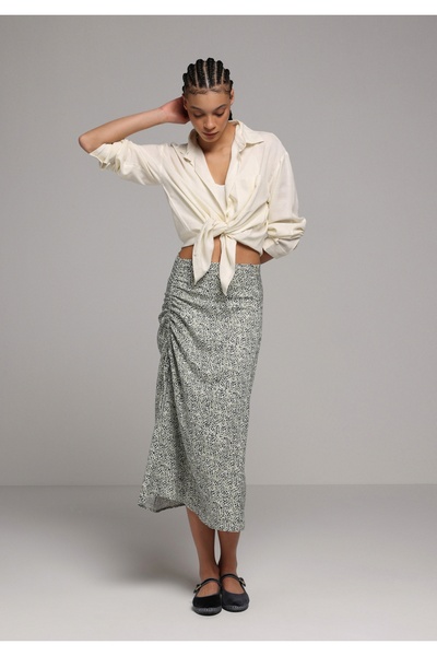 Colin's Midi Metraj Printed Women's Green Skirt