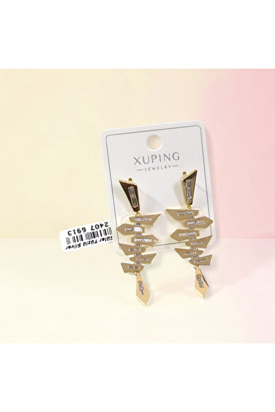 Güler Yüzlü Silver Xuping 5 cm Asymmetric Hanging Stud Earrings Gold