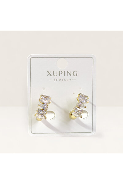 Güler Yüzlü Silver Xuping Stone-Set Detail 12 mm Hoop Earrings Gold