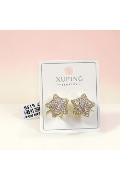 Güler Yüzlü Silver أقراط ذهبية من XUPING مرصعة بالأحجار الكريمة بتصميم نجمة 1...