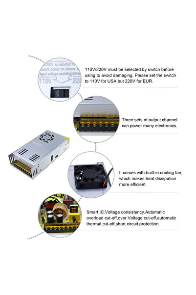 Generic Power Supply AC 110V 220V to DC 5V 80A for WS2812B WS2811 WS2813 SK6812 LED Strip