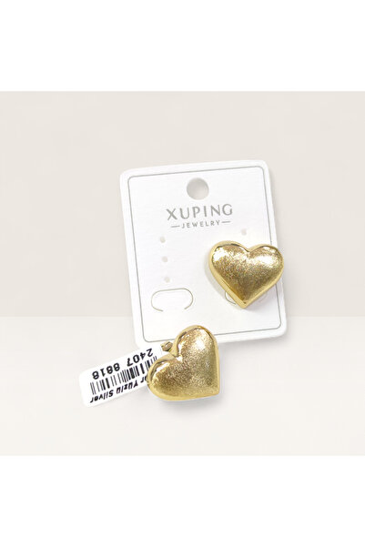 Güler Yüzlü Silver Xuping 20 mm Brooch Heart Stud Earrings Gold