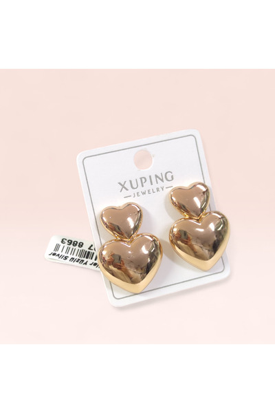 Güler Yüzlü Silver XUPING 25 ملم أقراط على شكل قلب متدلية باللون الوردي