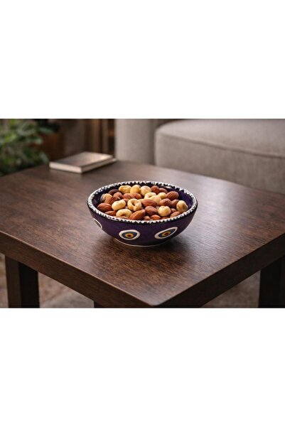 Hd Marketim Nazar Beaded Ceramic Snack Bowl 12 cm – Handmade Decorative Olive...