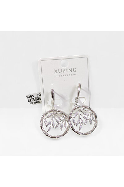 Güler Yüzlü Silver Xuping 2,30 cm Sallantili Leaf Hoop Earrings White