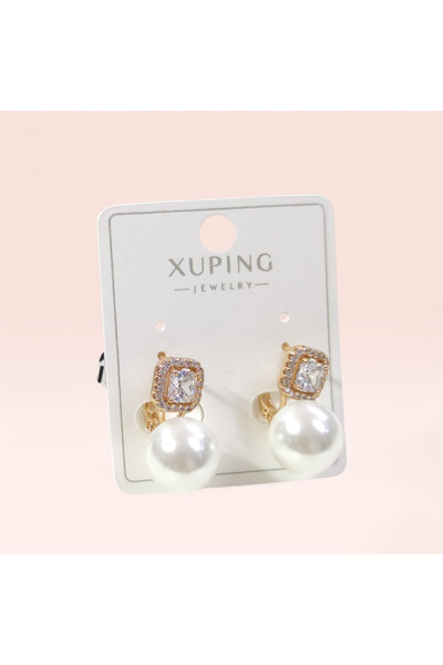 Güler Yüzlü Silver Xuping 12 mm Pearl Hoop Earrings Rose