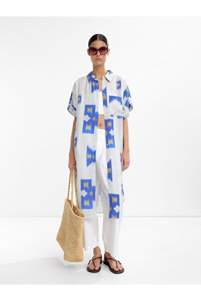 PARFOIS Kadın Desenli Gömlek Elbise - %100 Liyosel