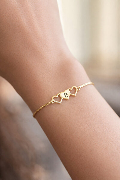 Auryne Jewelry 925 Ayar Orijinal Gümüş Kişiye Özel Kız Kardeş Kalp Bileklik (...