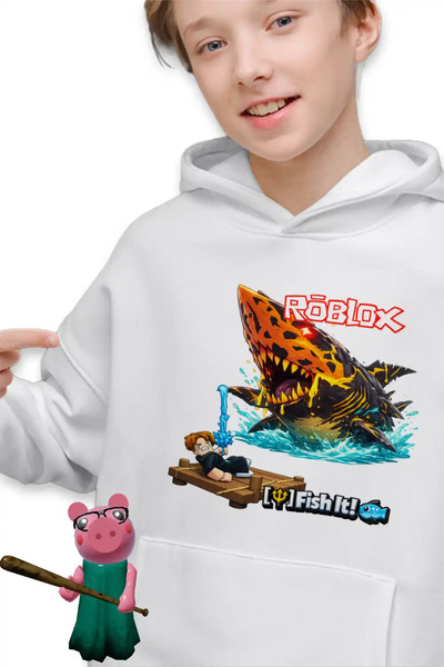 OEM Hanorac Copii Baieti Roblox Fish it Dark Shark Sea Monster