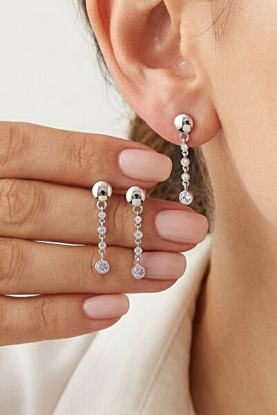 VAOOV 925 Ayar Gümüş Taşlı Sallantılı Küpe