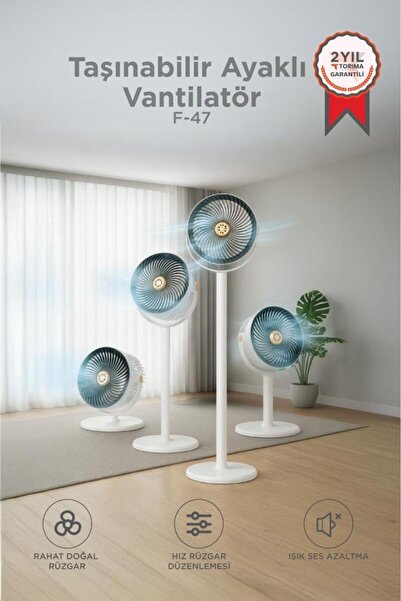 Torima Sessiz Vantilatör Şarjlı 5 Kademeli Taşınabilir Ayarlanabilir Kablosuz...