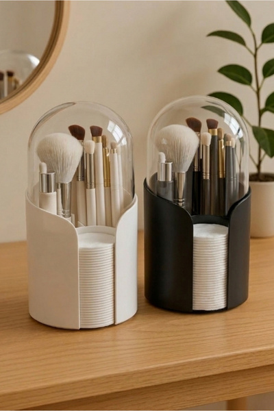 Higienox 2-Piece Brush and Cotton Compartment Organizer Makeup Organizer Set