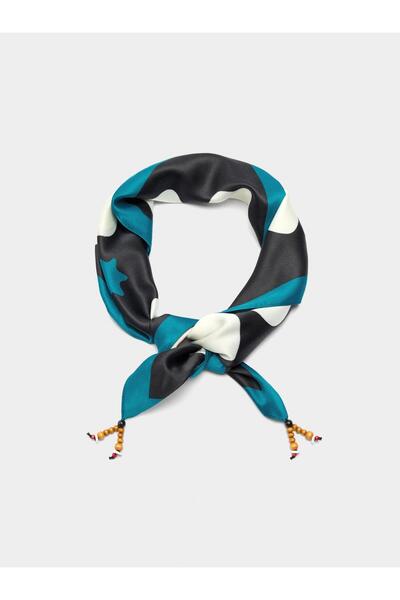 PARFOIS Kadın Saten Kare Desenli Fular