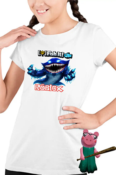 OEM Tricou Copii Fete Roblox Fish it Huggy Wuggy Sea Monster Pescar