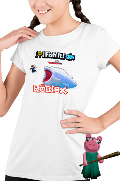 OEM Tricou Copii Fete Fish it Roblox Pescar Marin Monster