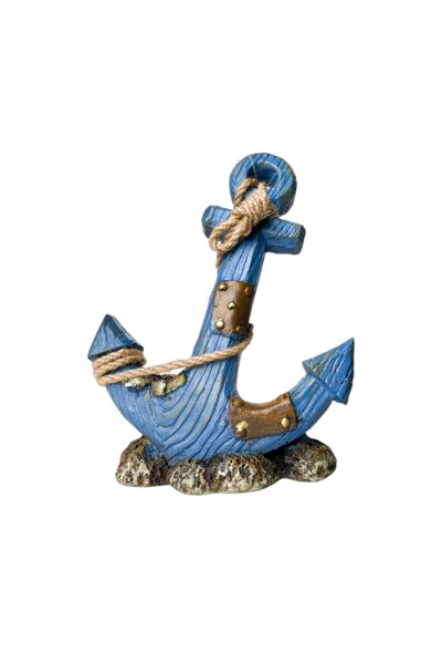 Dophin Aquarium Decoration U853 – Trendy Blue Anchor with Rope Detail