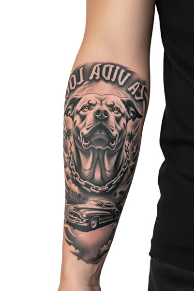 Genel Markalar Gerçekçi La Vida Loca Pitbull Köpek model geçici kol bacak geç...