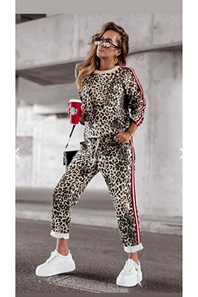 LUMİ Γυναικείο σετ με λεπτομέρειες σε γραμμή λεοπάρ