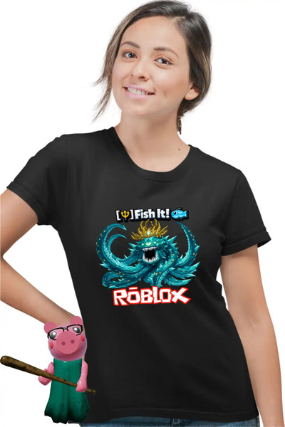 OEM Tricou Femei Roblox Fish it Laviathan Sea Monster Pescar