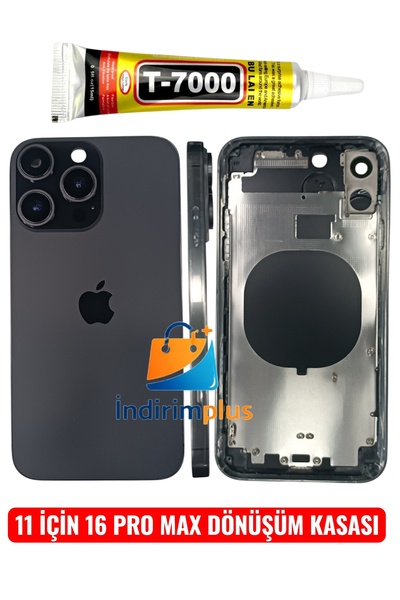 indirimplus iPhone 11 Kasa 11 için 16 Pro Max Dönüşüm Kasası Siyah Titanyum
