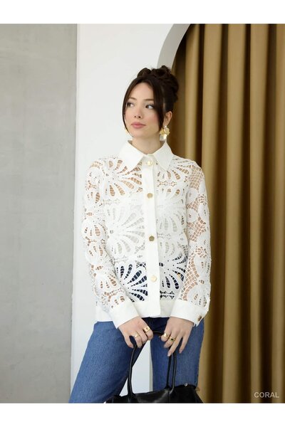 Coral قميص غيبور دانتيل قطع 37201 إكرو