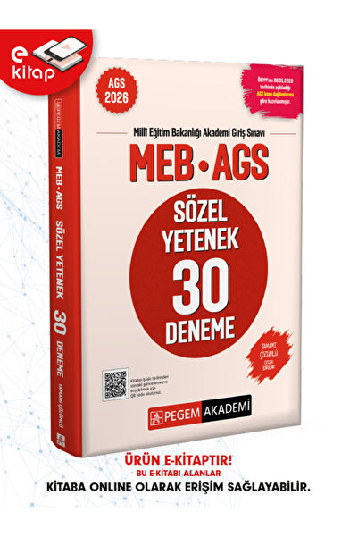 Pegem Akademi Yayıncılık 2026 MEB-AGS Sözel Yetenek Tamamı Çözümlü 30 Deneme ...