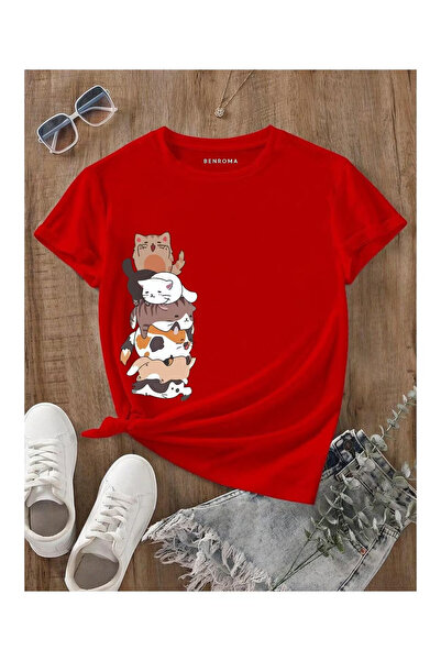 PENTHİLUS Cute Cat Printed t Shirt