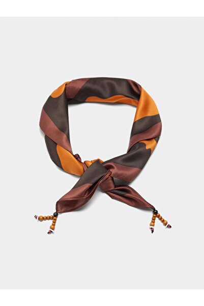 PARFOIS Kadın Saten Kare Desenli Fular