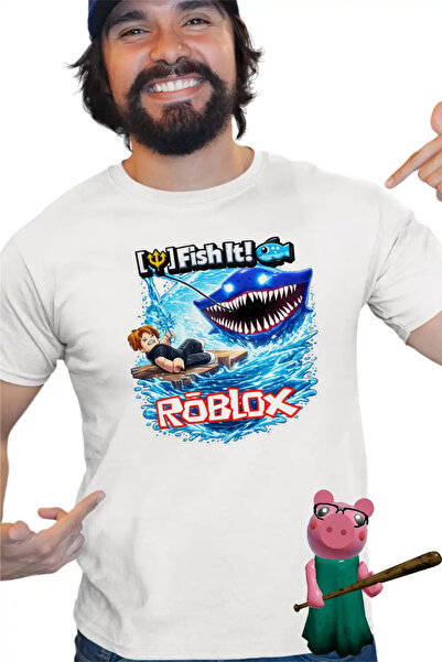 OEM Tricou Barbati Roblox Fish it Pescar Huggy Wuggy