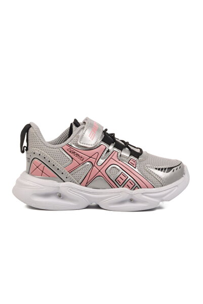 ruffon Silver Pink Velcro Mesh Lightweight Girls' Sports Shoes