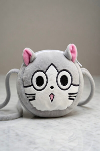 Mollycrush Şaşkın pisică Design Cadou pentru fete pluș geantă |   Rotund gri ...