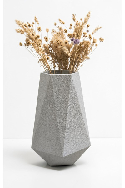 Blurix Geometrik Dekoratif Vazo – Mermer Beyaz Modern Masa ve Salon Dekoru | ...