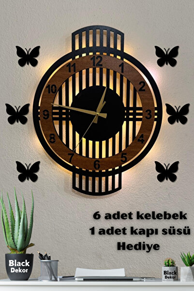 Blackdekor Modern Tek Çizgili Beyaz LED Duvar Saati 40 Cm Dekoratif Büyük Boy...