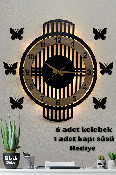 Blackdekor Modern Tek Çizgili Beyaz LED Duvar Saati 40 Cm Dekoratif Büyük Boy...