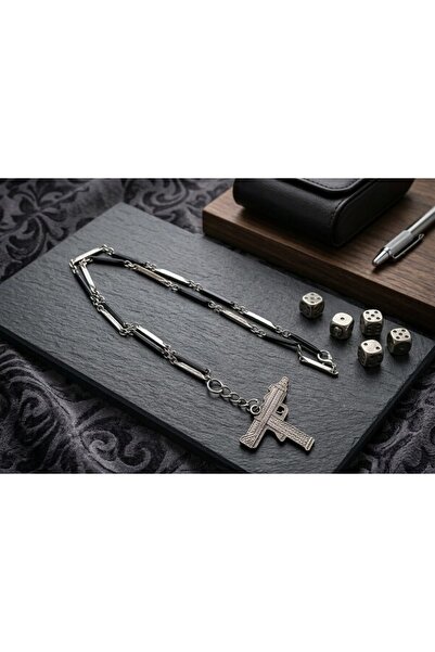 Anemore Collection قلادة رجالية مع سلسلة فولاذية