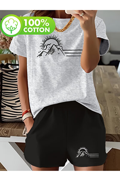 LAVİTTA Shorts t-shirt - shorts bottom top tracksuit set Printed Oversized cr...