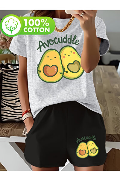 LAVİTTA Avocado shorts t-shirt - shorts bottom top tracksuit set Printed Over...