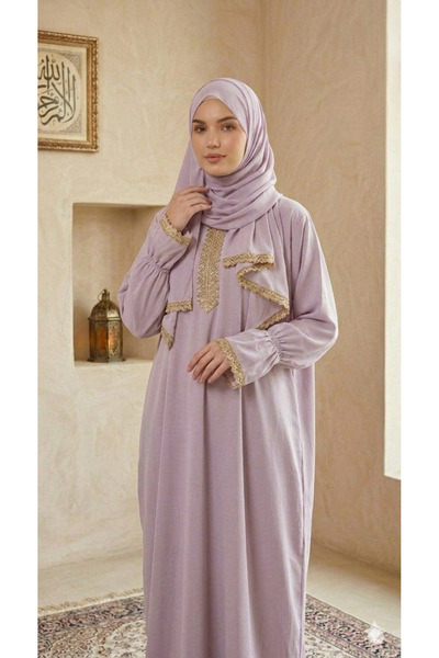 Maison Emarat ثوب صلاة/ نمازي بتفاصيل من دانتيل وشيلة ملحقة