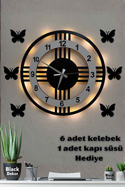 Blackdekor Modern Tek Çizgili Beyaz LED Duvar Saati 40 Cm Dekoratif Büyük Boy...