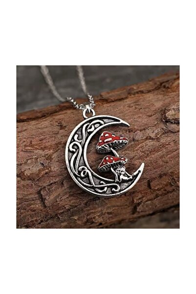 Generic Brand Twin Mushroom In The Moon Necklace