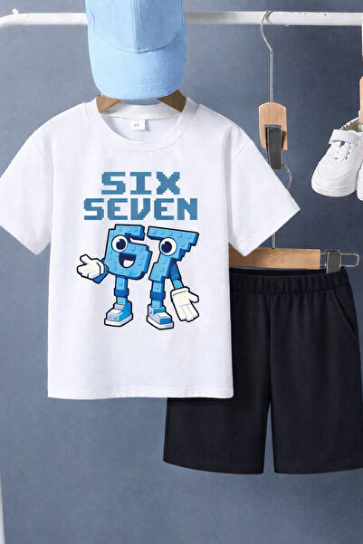 SVART WEAR Комплект дитячої футболки та шортів із принтом Six Seven 67