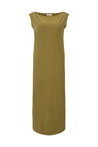 Mudo MODAL DÜZ KESİM KOLSUZ DOKULU UZUN ELBİSE