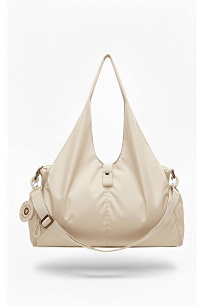 H&D COLLECTİON Large Size Multi Lightweight Giglio Sport Shoulder Bag Beige