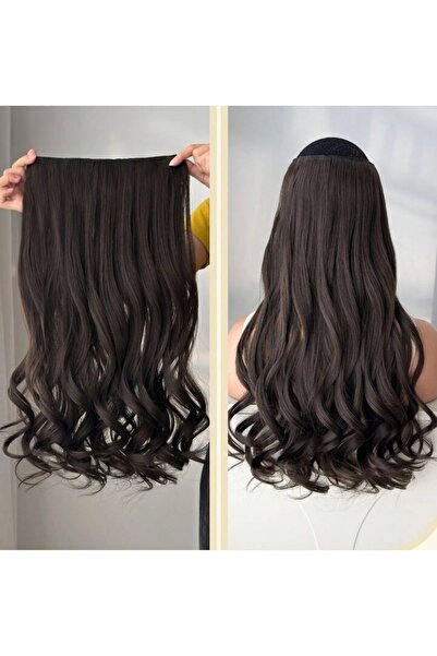 AKOLİFE Čokoladno smeđa polulunčasta valovita kosa, kopča za kosu - VIP serij...