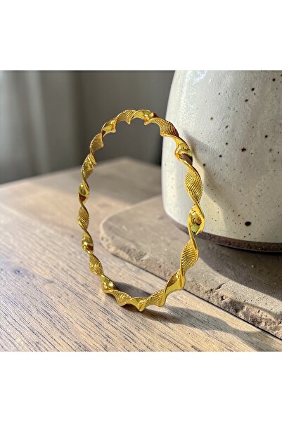 CASELN 1 Adet Makarna 22 Ayar Altın Kaplama Bilezik