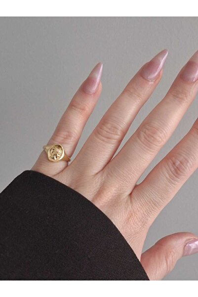 Bubbleatelier Gold Medallion Pinky Ring Adjustable