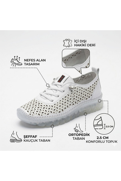 Barinoska Women's Orthopedic Genuine Leather Shoes with Heel Spur Support, Breathable, Daily Comfortable Walking Shoes