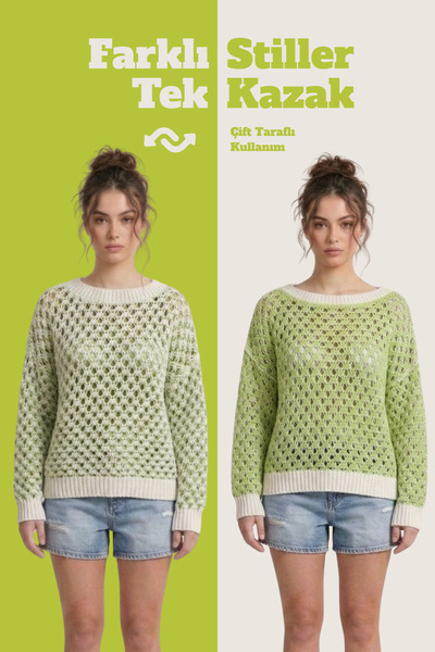 Neden Tekstil Reversible Knitwear Sweater Special Design Two Ways to Use F Me...