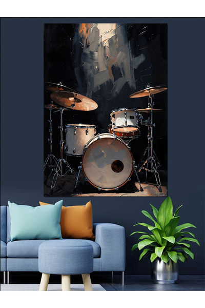 Artmeg Set de tobe sub lumini de scenă Pânză decorativă - Masă din lemn MDF