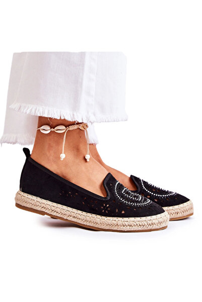S.BARSKI Openwork Slip-on Women's Espadrilles Black Meredith 41